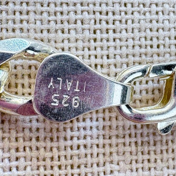 VTG Sterling Silver 925 Heavy Curb Link Chain Necklace Size 24" Length - Picture 7 of 12